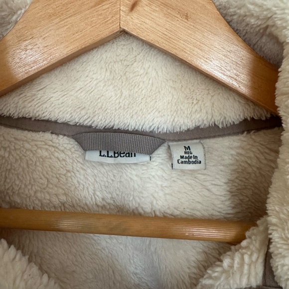 L.L.Bean Sherpa Fleece Snap Pullover Cream Women's Medium - Picture 3 of 5